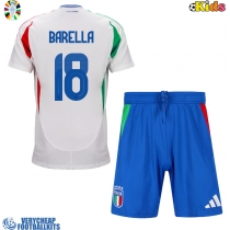 Italy Nicolo Barella #18 Replica Away Minikit Euro 2024 Short Sleeve (+ pants)